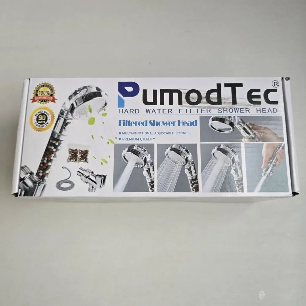 PumodTec Chrome Shower Head Filter Adjustable High Pressure Water Saving Massage